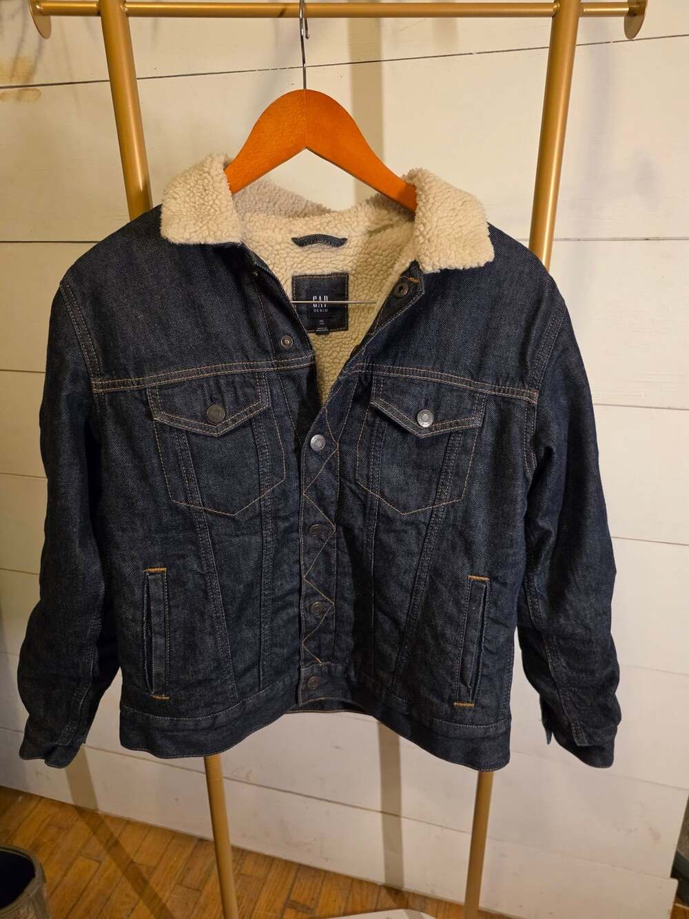 Gap Sherpa Denim Jacket Size XXL Blue Fleece Lined